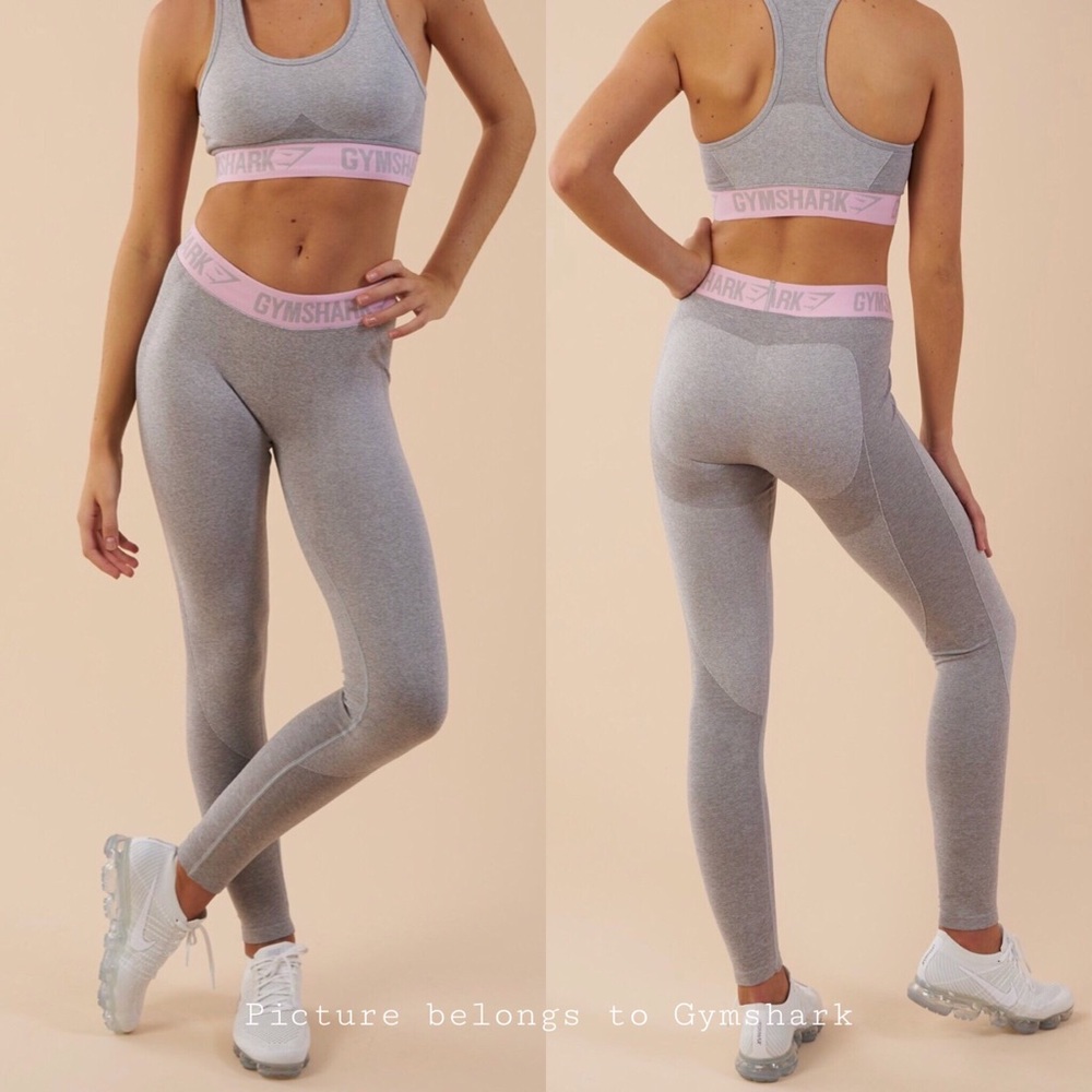 Gymshark Grey and Pink Flex Leggings Extra Small